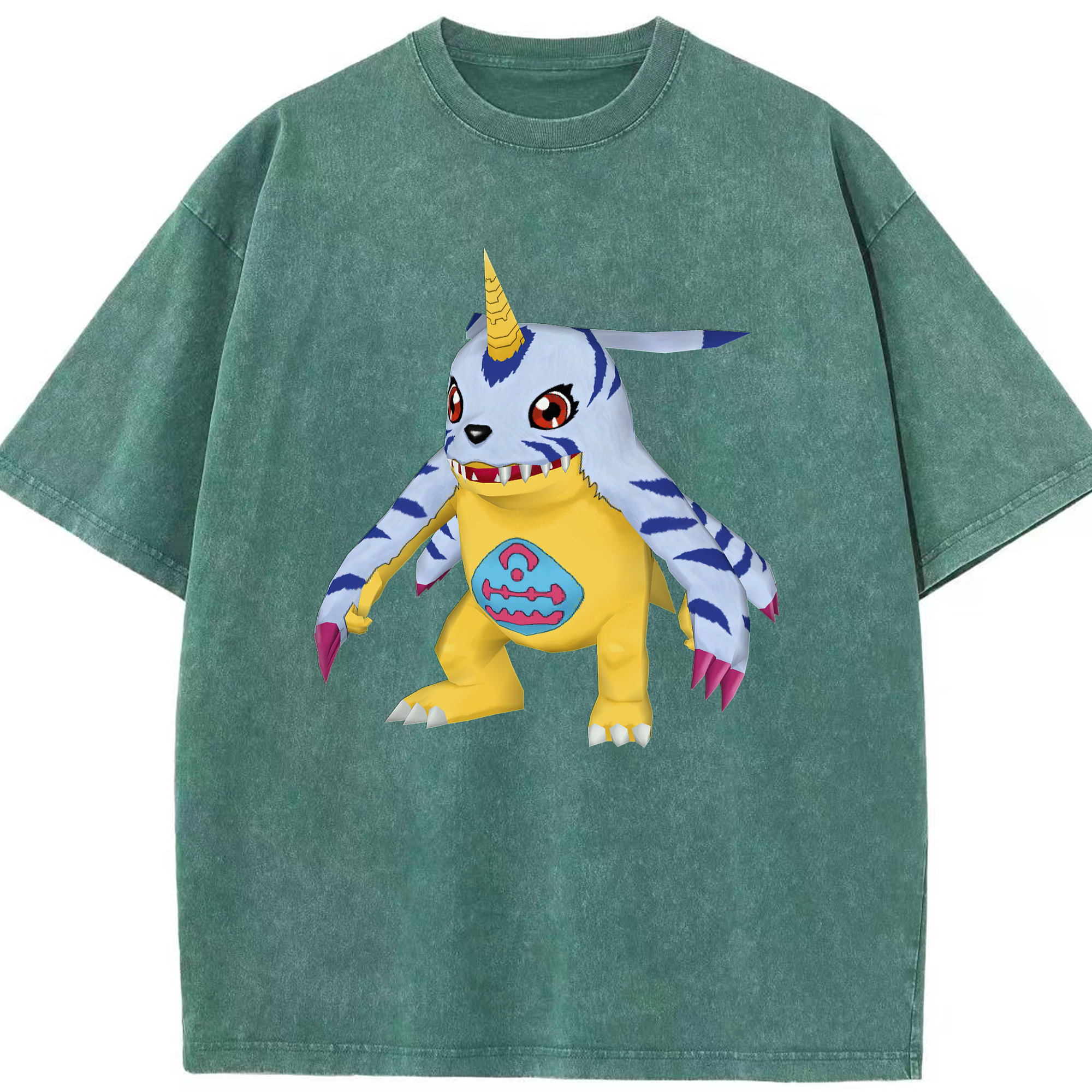 （画像用） Digimon デジタルモンスター/デジモン 綿100% ヴィンテージ風 半袖Tシャツ（フロントプリント）